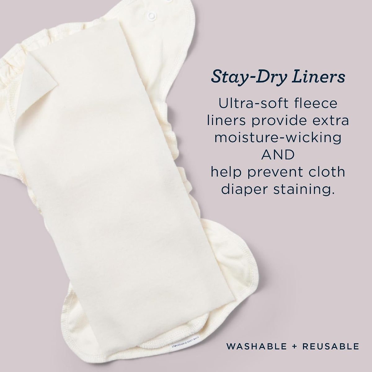 Stay-Dry Fleece Cloth Diaper Liners, 12-Pack