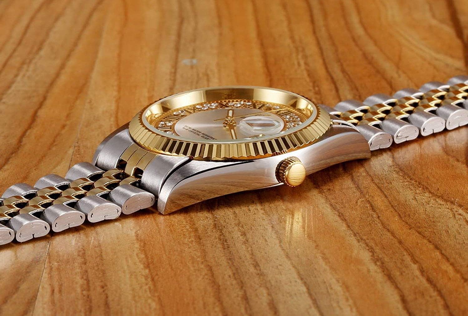 Small Gold Plated Fashion Stainless Steel Waterproof Watch Calendar Mens Woman Lovers' Luxury Gift Watch