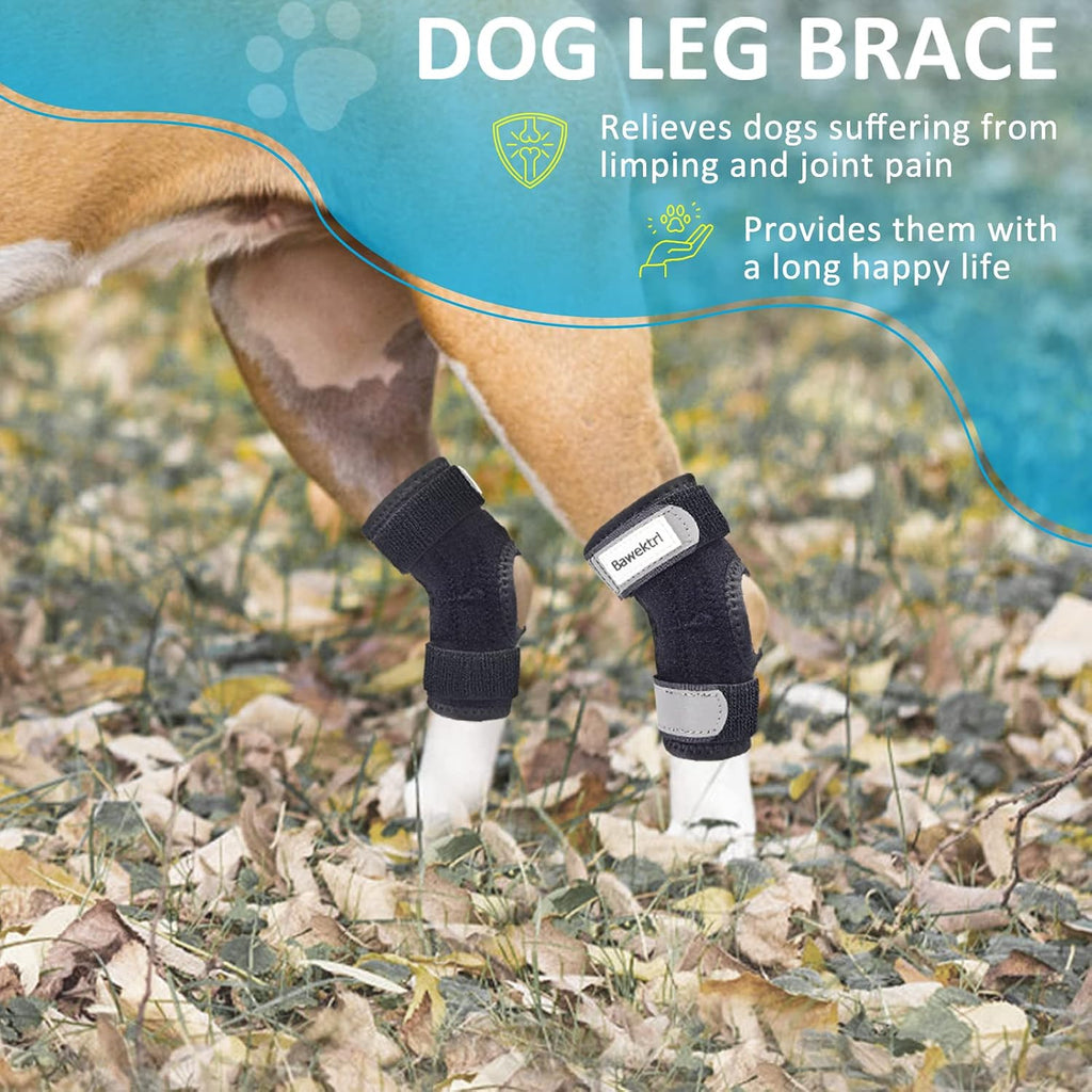 Dog Leg Braces for Rear Legs, Hock Brace for Back Legs with Metal Strips and Safety Reflective Straps for Short Legs