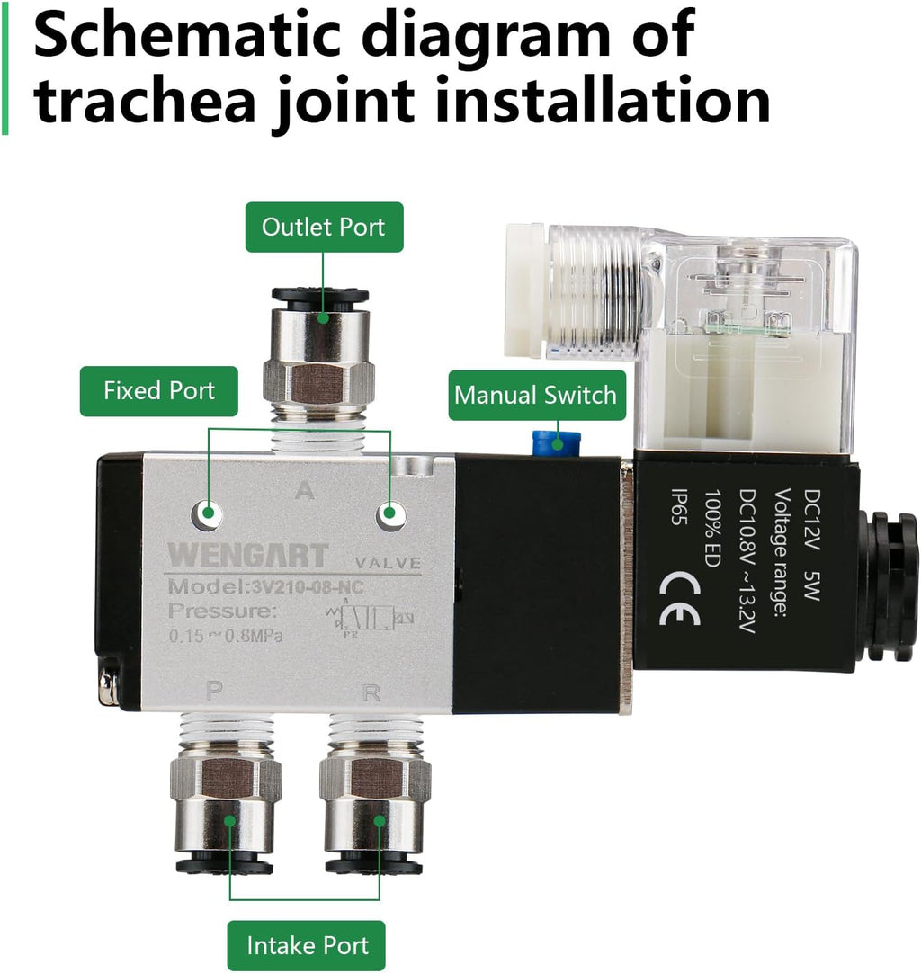 Wengart Pneumatic Solenoid Valve DIY Techs Single Acting Air Cylinder DC12V