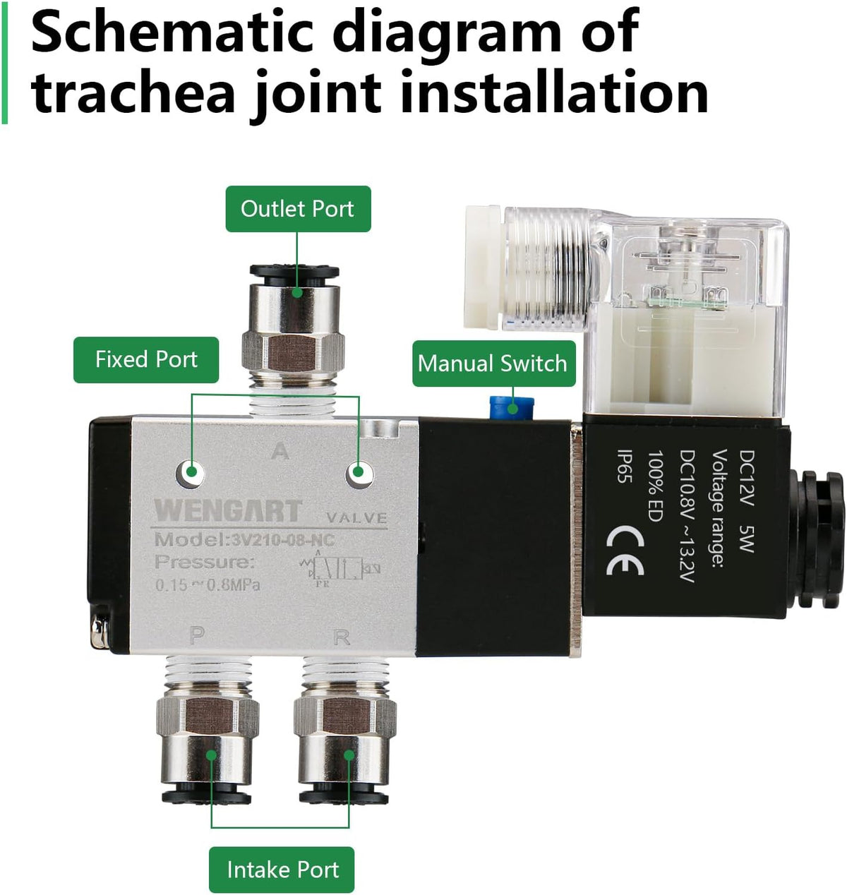 Wengart Pneumatic Solenoid Valve DIY Techs Single Acting Air Cylinder DC12V