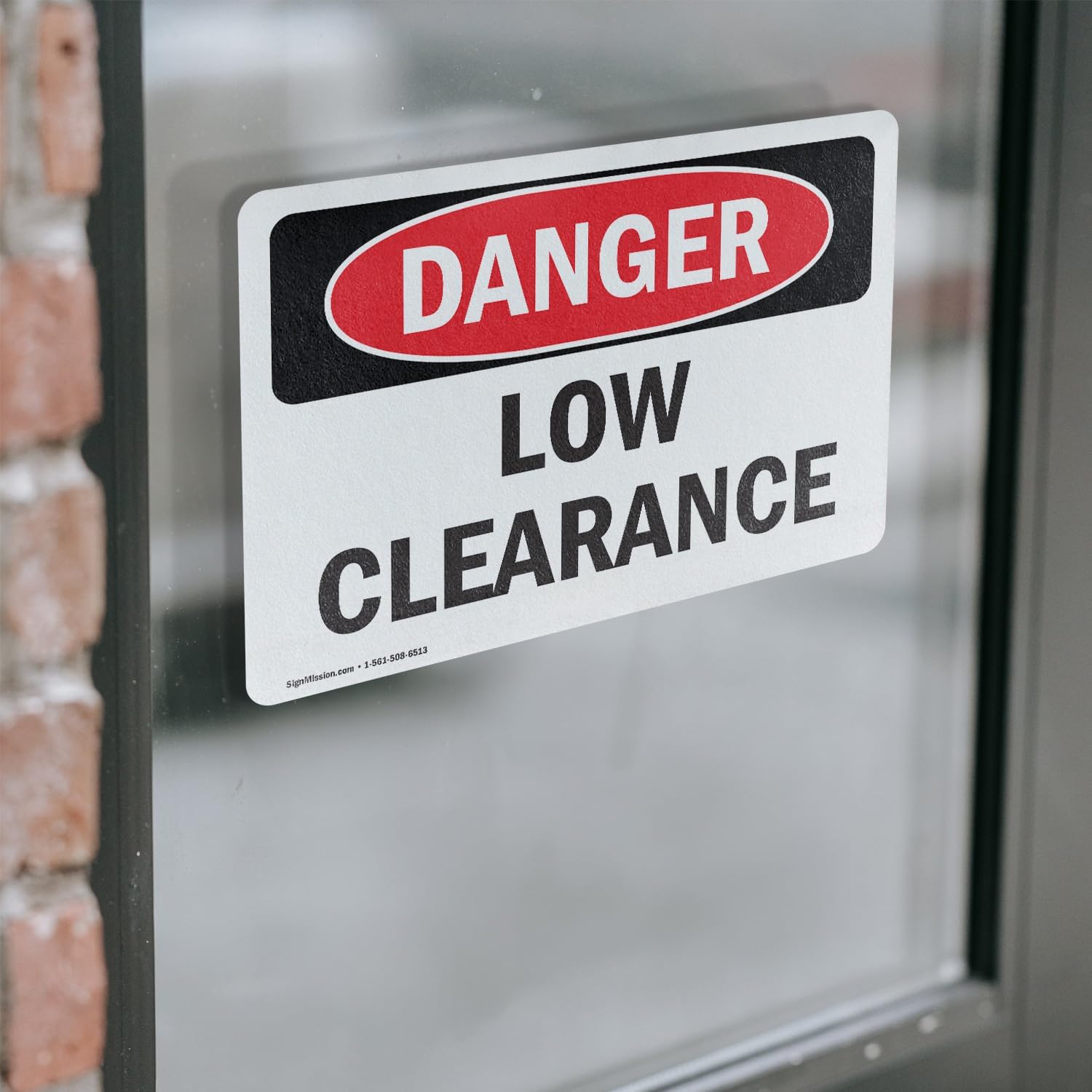 (2 Pack) Low Clearance OSHA Danger Sign 7 Inch X 5 Inch Vinyl Label Decal Sticker Weather Resistant, UV Protected for