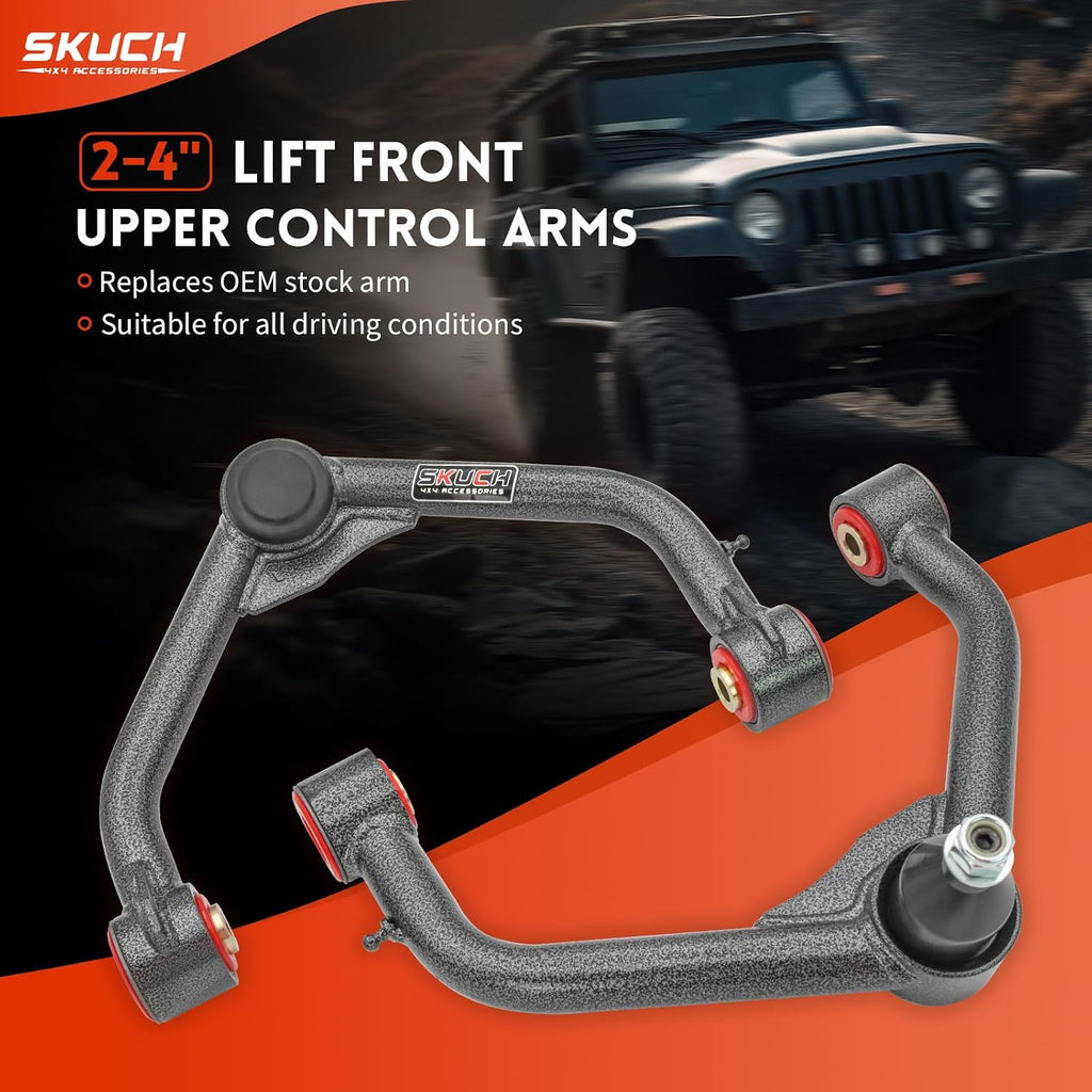 Front Upper Control Arms with Ball Joints for 2009-2018 Dodge Ram 1500 4WD - 2-4" Suspension Tubular Control Arms - Compatible with 2019-2024 Dodge Ram 1500 Classic 4WD (2Pcs)