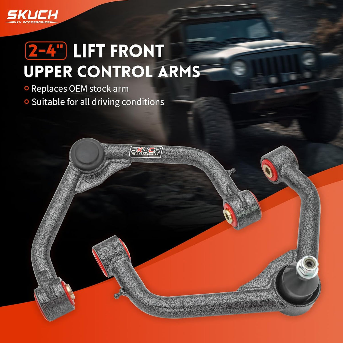 Front Upper Control Arms with Ball Joints for 2009-2018 Dodge Ram 1500 4WD - 2-4" Suspension Tubular Control Arms - Compatible with 2019-2024 Dodge Ram 1500 Classic 4WD (2Pcs)