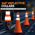 28" Collapsible Traffic Safety Cones, 2-Pack Reflective Orange | Heavy-Duty PVC, Weighted Base for Stability