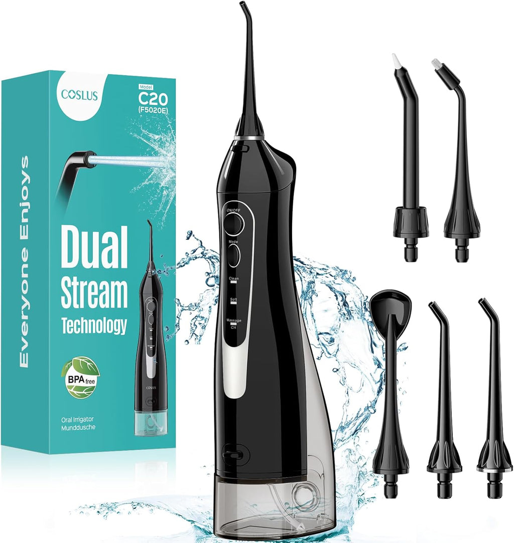 Water Dental Flosser Teeth Pick C20: ADA Accepted, Portable Cordless Oral Irrigator 300ML Rechargeable Travel
