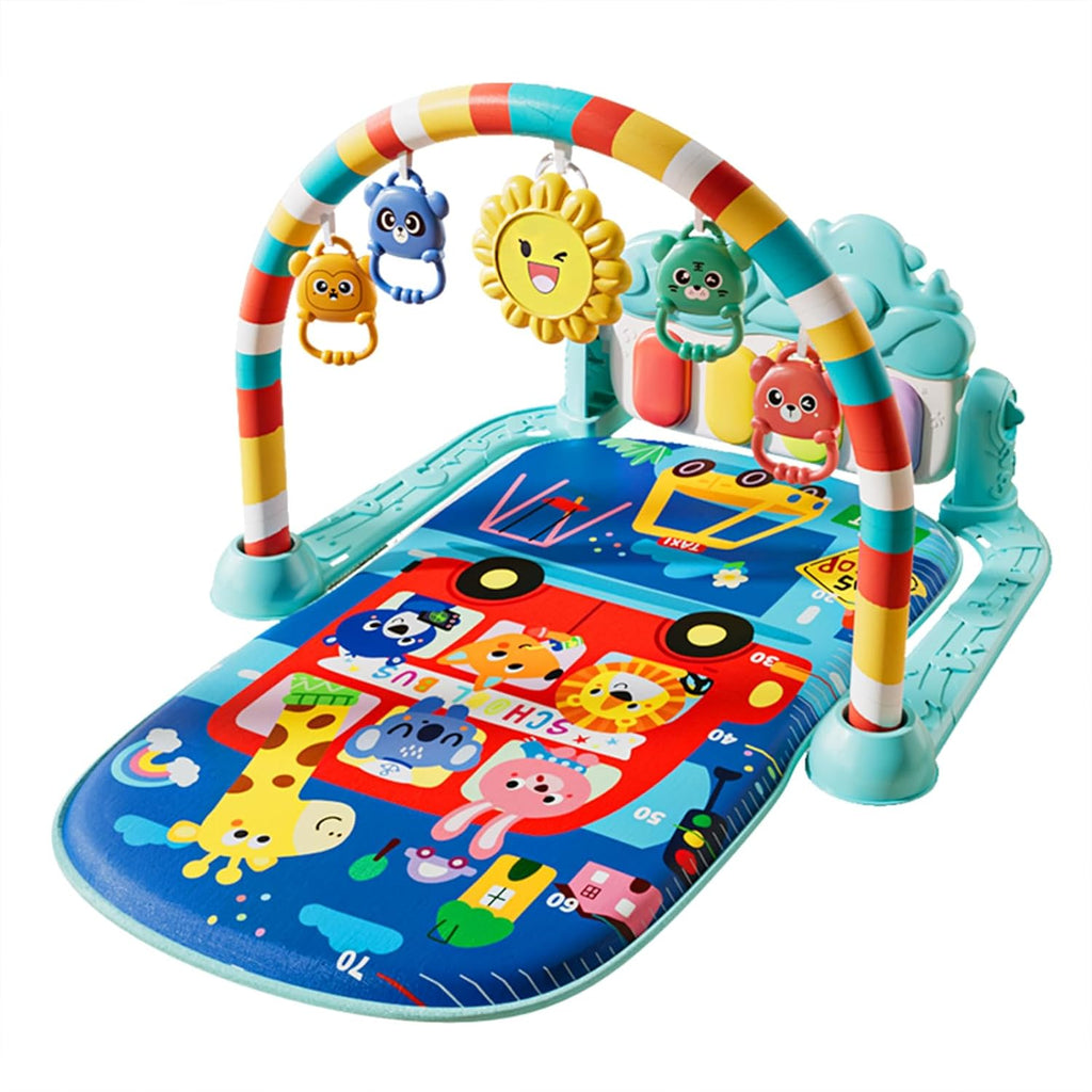Baby Gyms Play Mats, Play Piano Gym Mat, Activity Mat for Tummy Time with 5 Infant Learning Sensory, Music and Lights