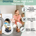 2 Pcs D510702 Dryer High Limit Thermostat, Compatible with Speed Queen