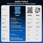 35PCS Disc Brake Caliper Tool Kit, 24 Adapters Brake Piston Compressor & Wind Back Tool Set for Brake Pad