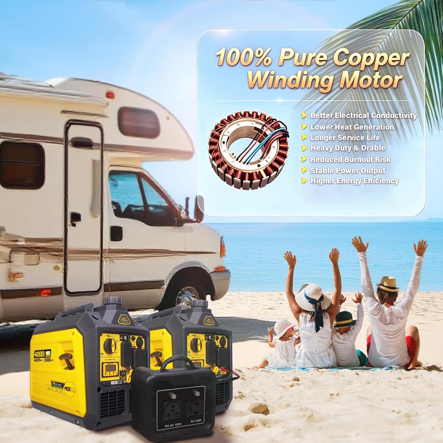 4000 Watt Dual Fuel Inverter Generator Portable Quiet 149cc, Gas and Propane Powered for Home, RV-Ready, EPA Compliant
