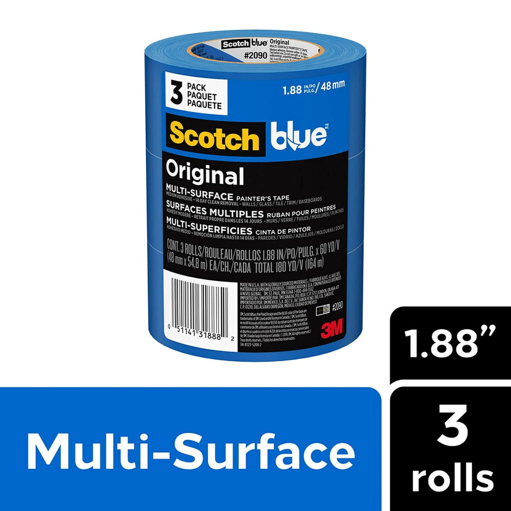 Original Multi-Surface Painter's Tape 2 Inch Wide, 3 Rolls