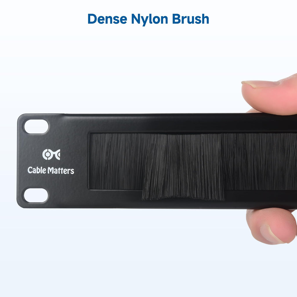 2-Pack 1U 19-Inch Rack Mount Brush Panel, Black