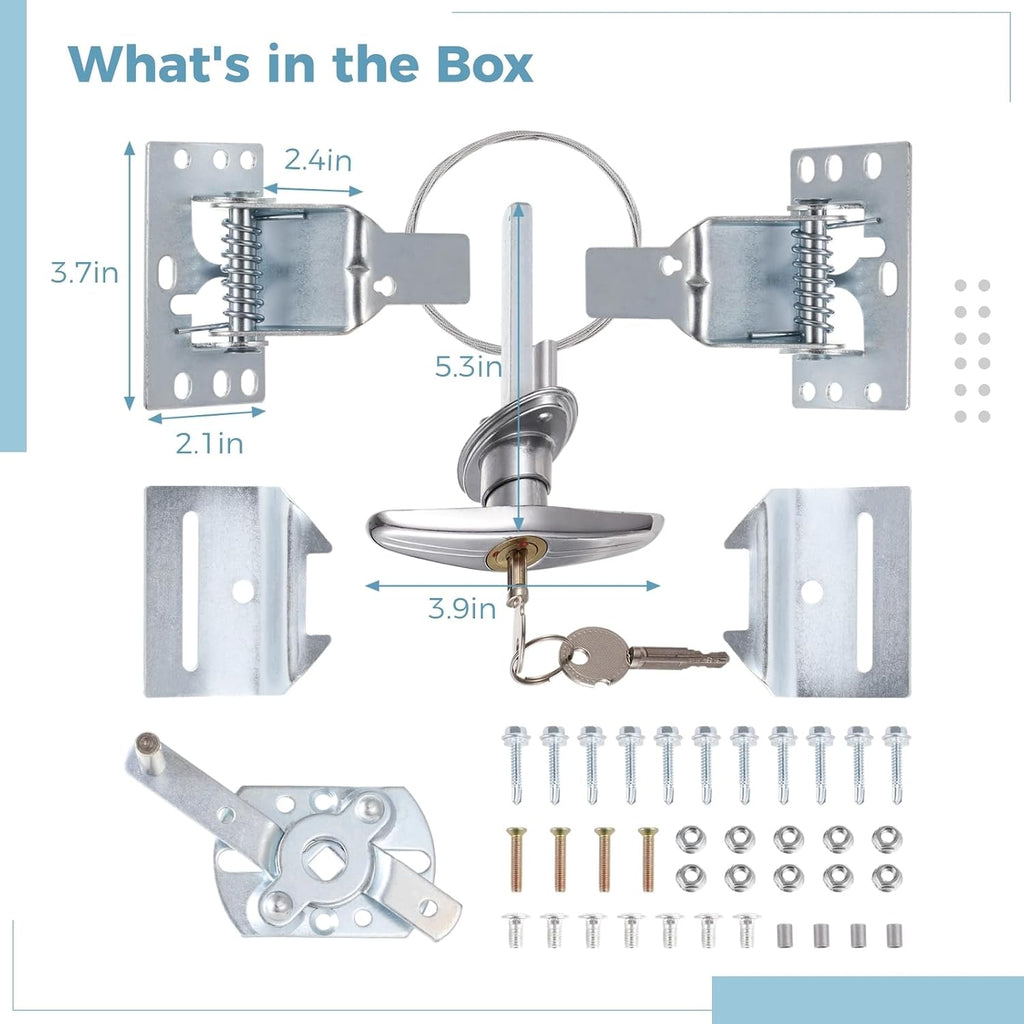Garage Door Security Kit with Keyed Handle, T-Handle Lock for Garage Door, Overhead Garage Door Lock Assembly