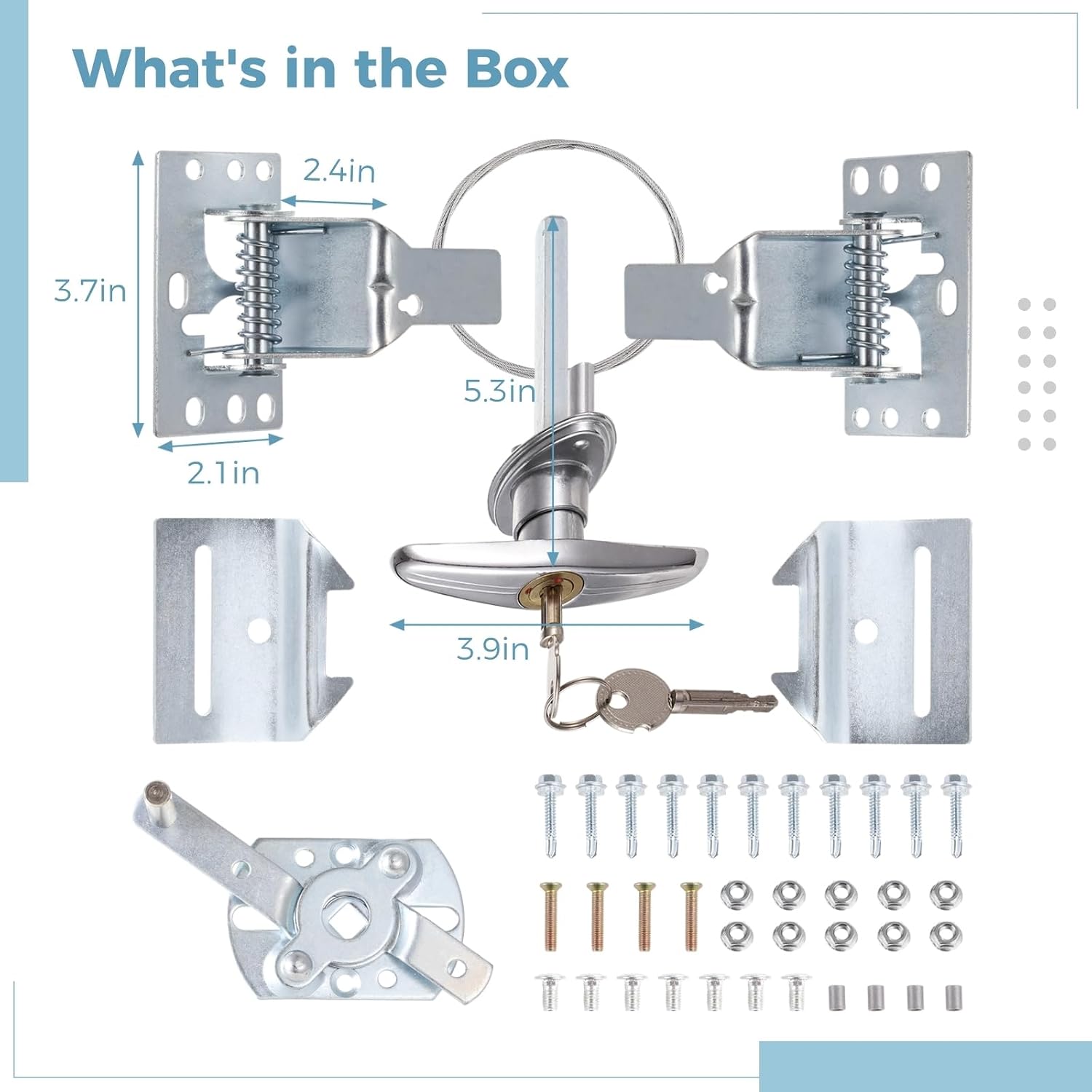 Garage Door Security Kit with Keyed Handle, T-Handle Lock for Garage Door, Overhead Garage Door Lock Assembly