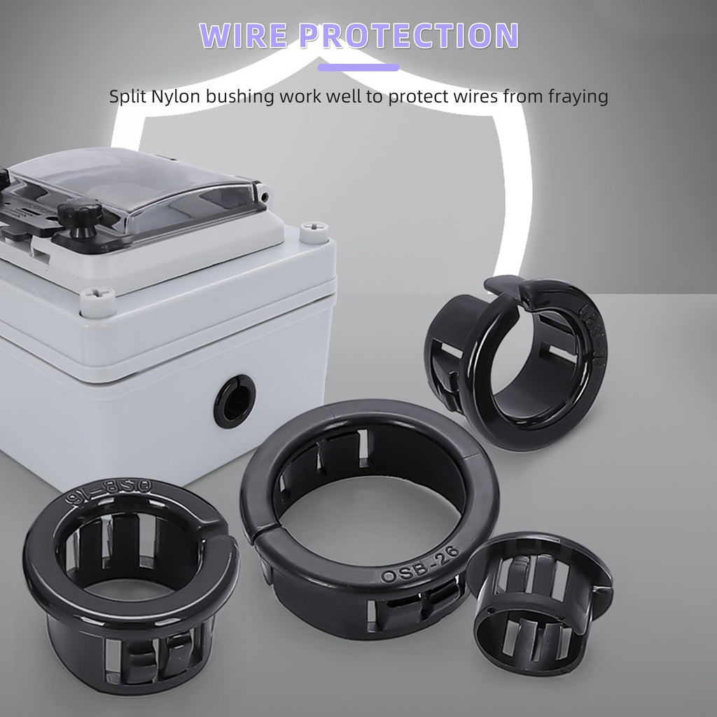 BOPOREAE 4 pcs Opened Black Snap Bushing 3-1/8" (80 mm) Mounting Diameter