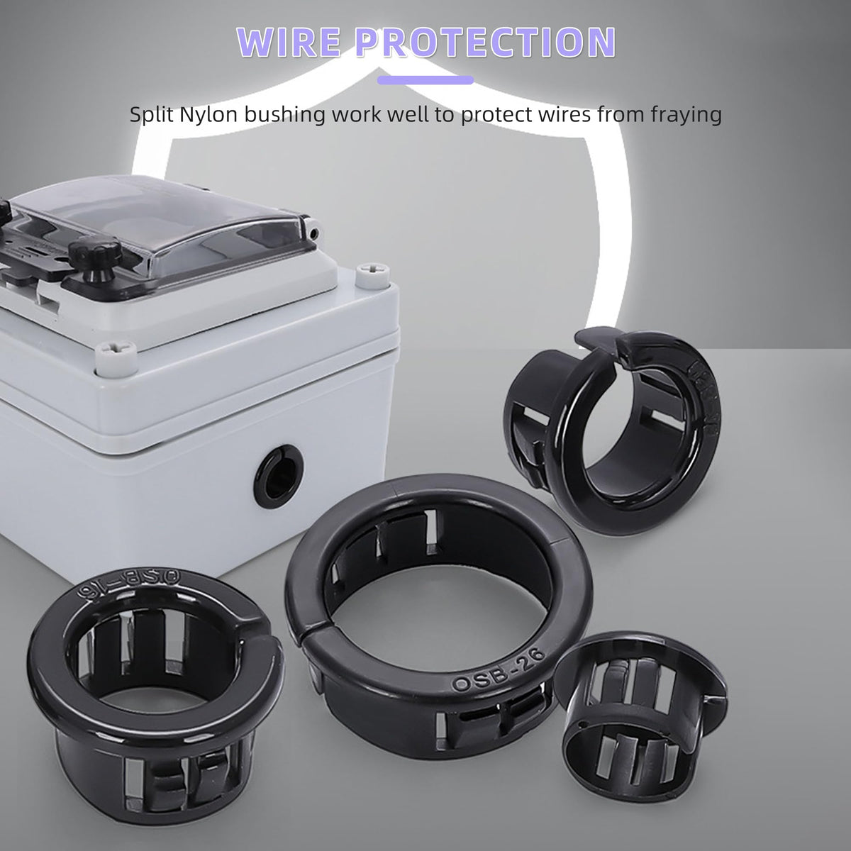 BOPOREAE 4 pcs Opened Black Snap Bushing 3-1/8" (80 mm) Mounting Diameter