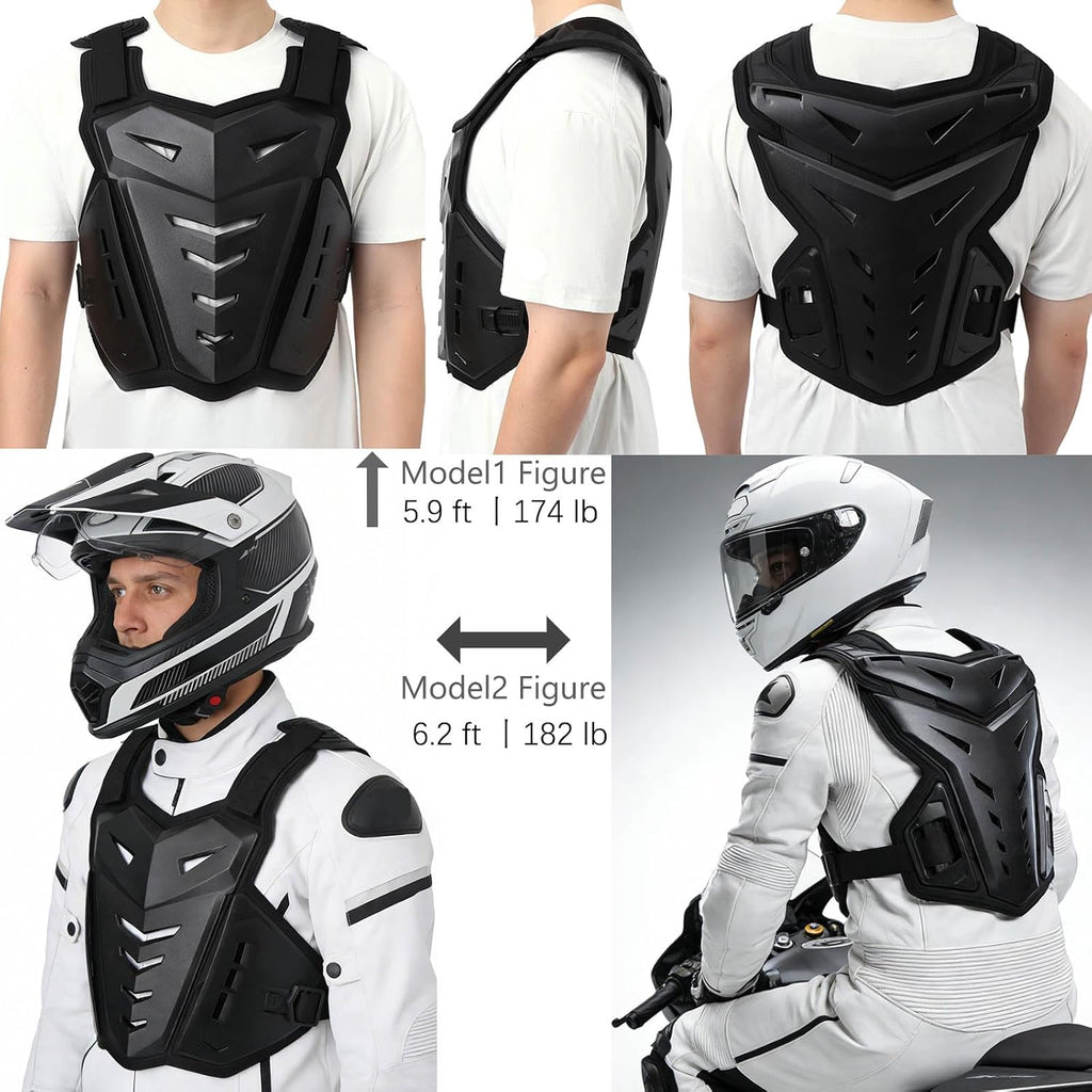 Lightweight Motorcycle Armor Protective Gear Chest and Back Protector | Light Upgrade Riding Jacket, Dirtbike