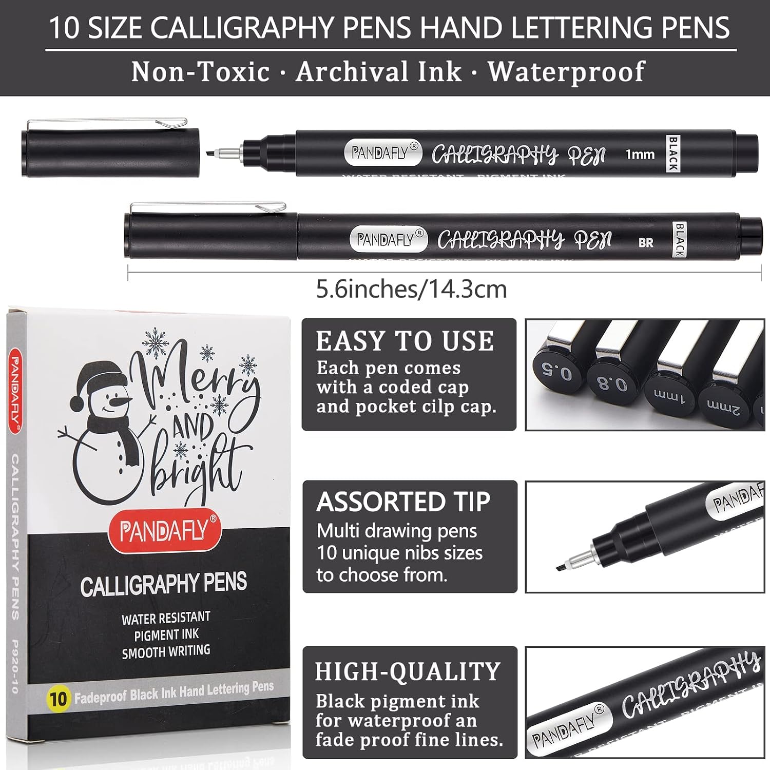 Calligraphy Pen, 10 Size Calligraphy Pens for Writing, Brush Pens Calligraphy Set for Beginners, Hand Lettering Pen