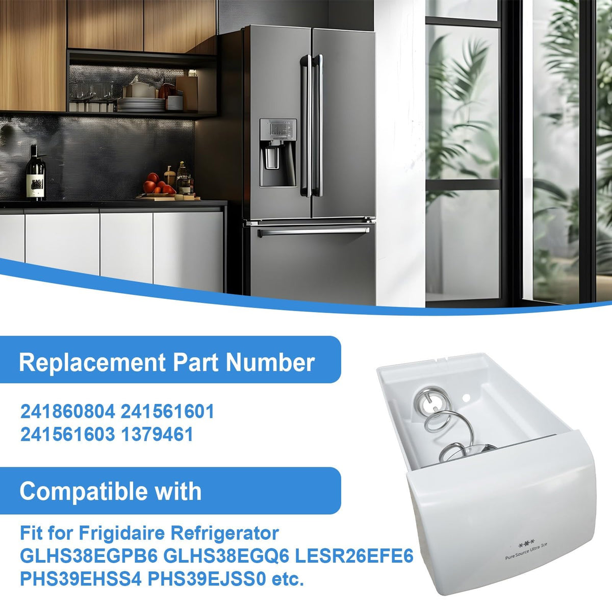 241860804 Refrigerator Ice Bucket Container Assembly for Frigidaire Fridge