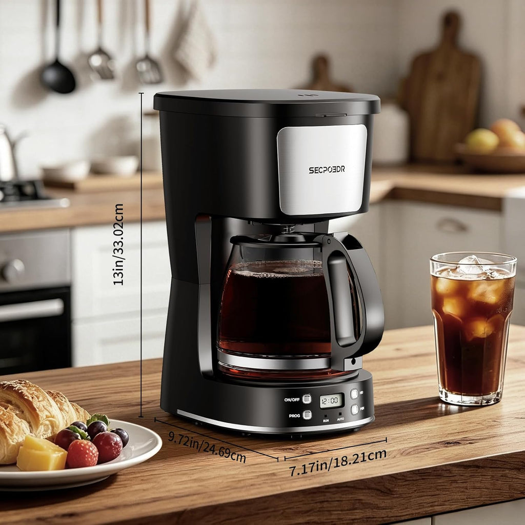 12 Cup Programmable Drip Coffee Maker, Auto Brew Coffee Machine | Keep Warm Plate,Removable Filter Basket,Auto