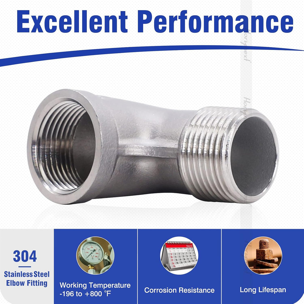 3/4'' NPT Stainless Steel Elbow Fitting, 90 Degree Street Elbow
