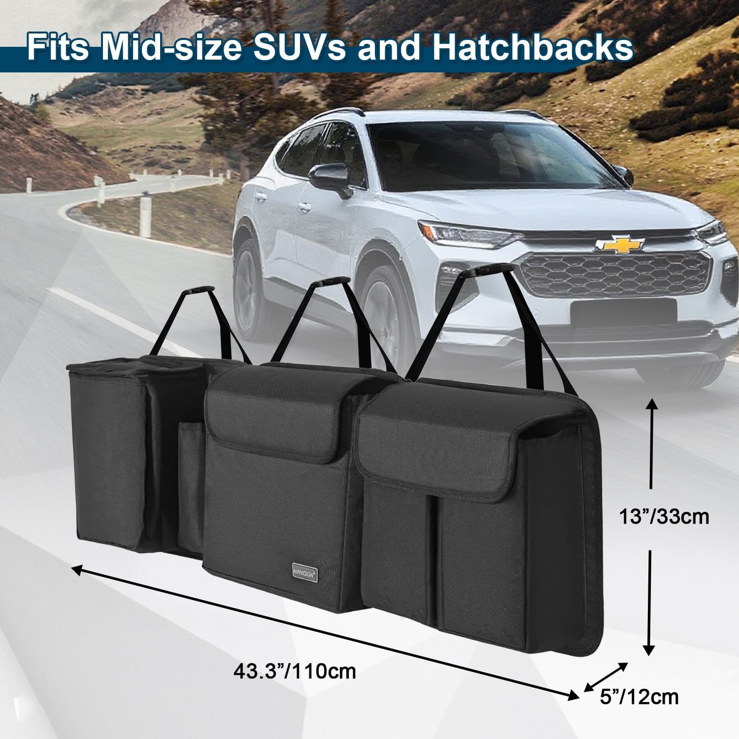 Deluxe Trunk and Backseat Organizer for Medium or Large Size SUVs & RVs, Detachable Storage Modules with Built-in