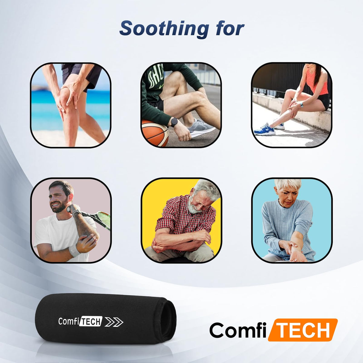 Elbow Ice Pack Wrap for Arm, Knee & Calf, Flexible Ice Sleeve, M