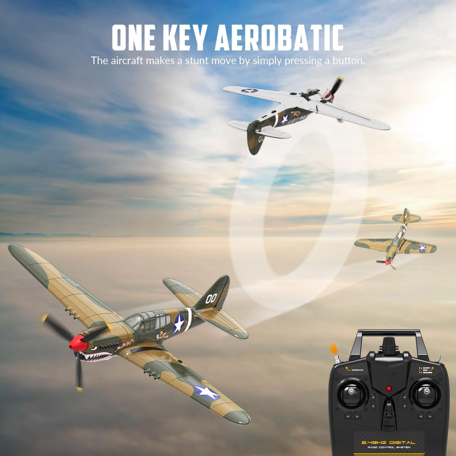 RC Plane, 4CH Remote Control Airplane for Beginners & Adults | P-40 Warhawk RTF, Xpilot Stabilization System, 6-Axis