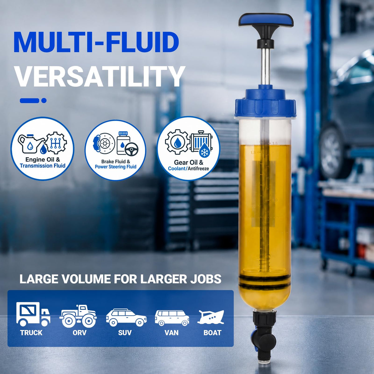 PESIKO 1.5 Liter Fluid Extractor Pump Transfer Syringe with Manual Switch