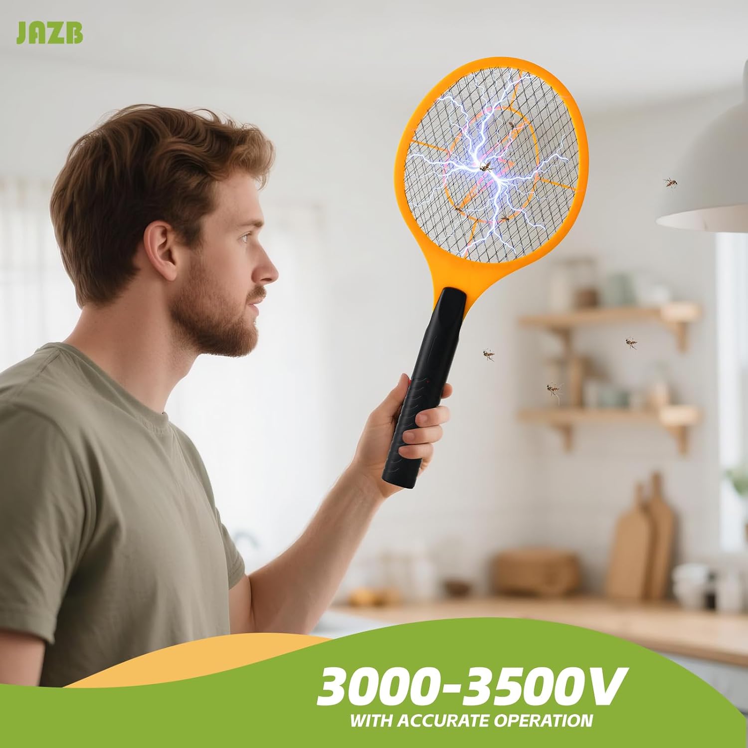 Electric Fly Swatter, Pack of 3 Bug Zapper, Fly Zapper, Handheld Powerful 3000V Zapper Racket for Indoor, Mosquito &