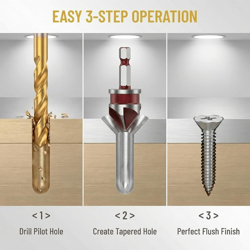 5PCS Countersink Drill Bit Set, Counter Sink Drill Bits