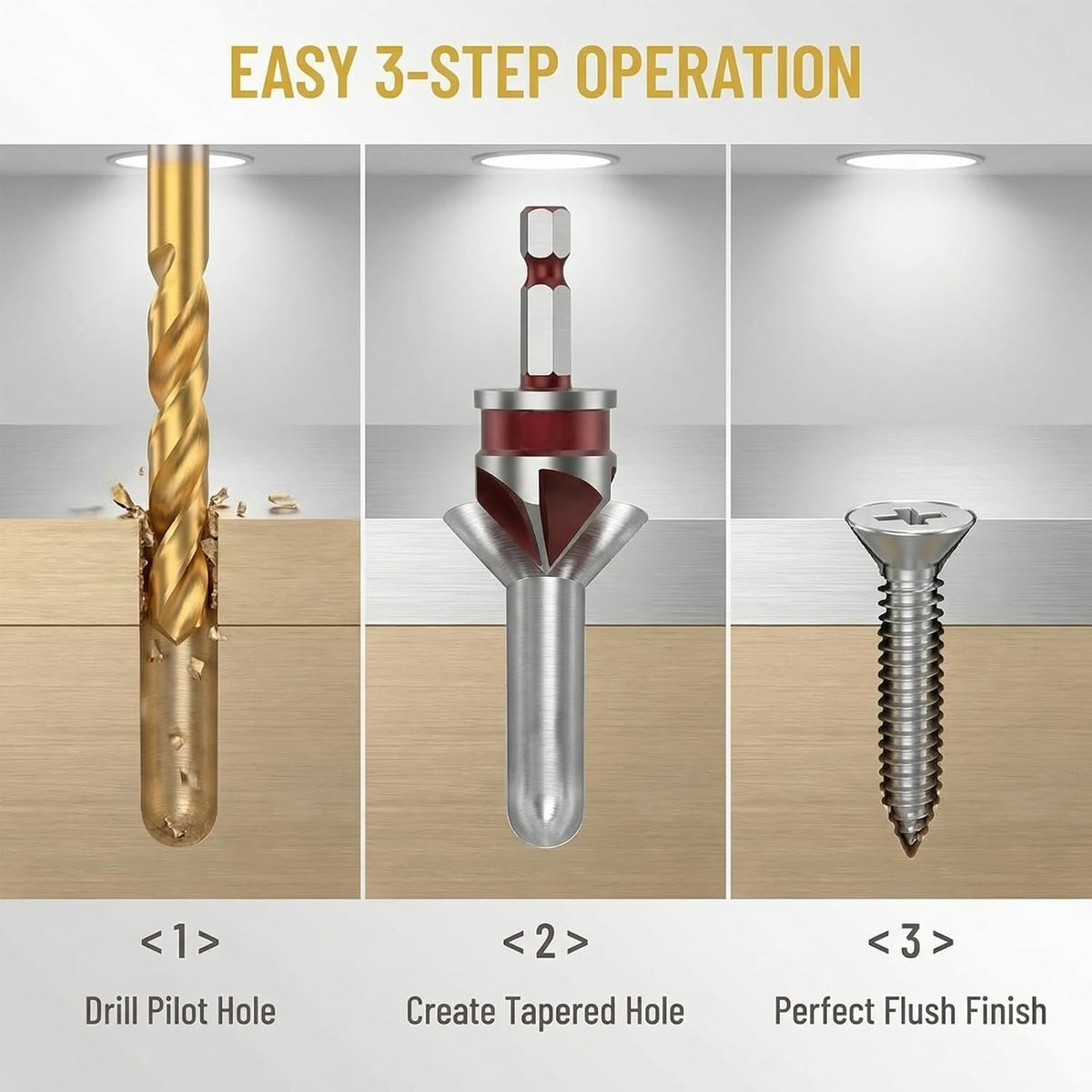 5PCS Countersink Drill Bit Set, Counter Sink Drill Bits