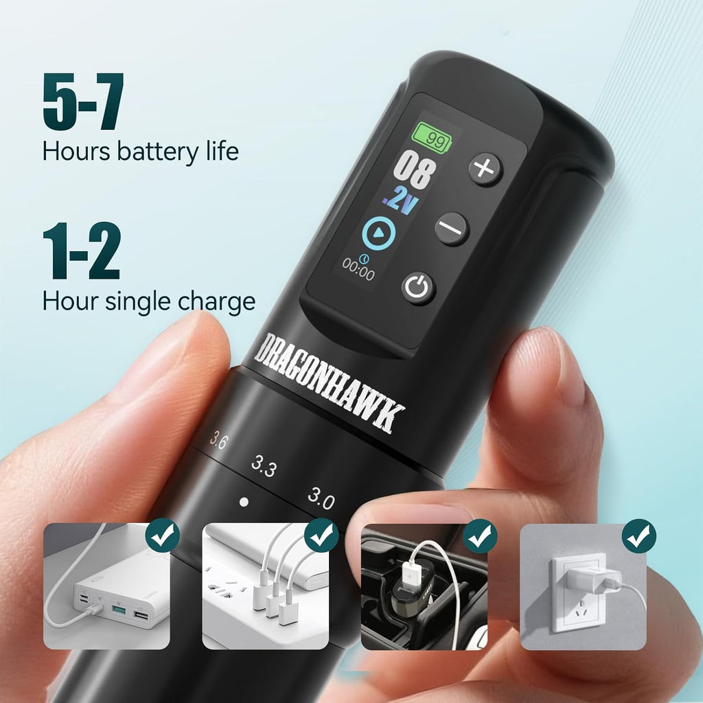 Atom2 Pro Wireless Tattoo Pen Kit with 2 Batteries