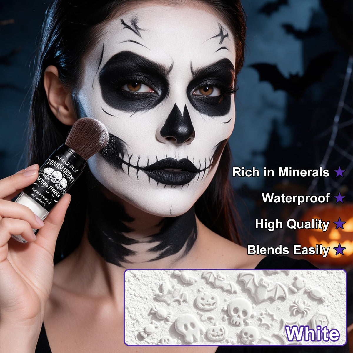 Translucent Loose White Setting Powder,Talc-Free Soft Matte Oil Control