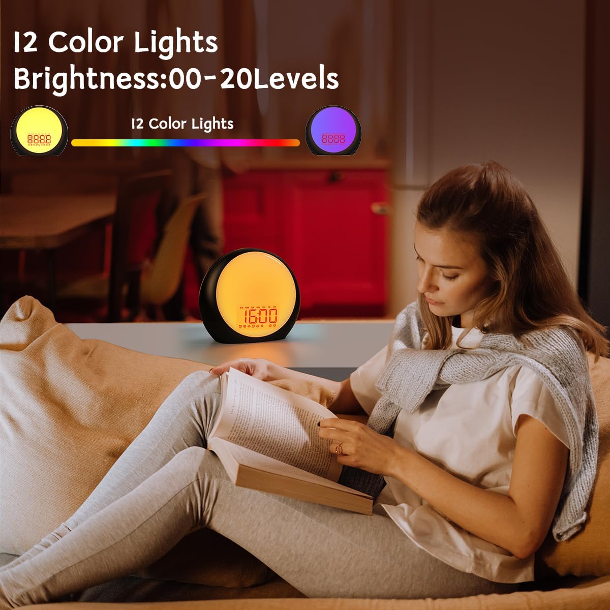 Sunrise Wake Up Light Alarm Clock White Noise Sound Machine | Sunrise Sunset Simulation for Heavy Sleepers Kids