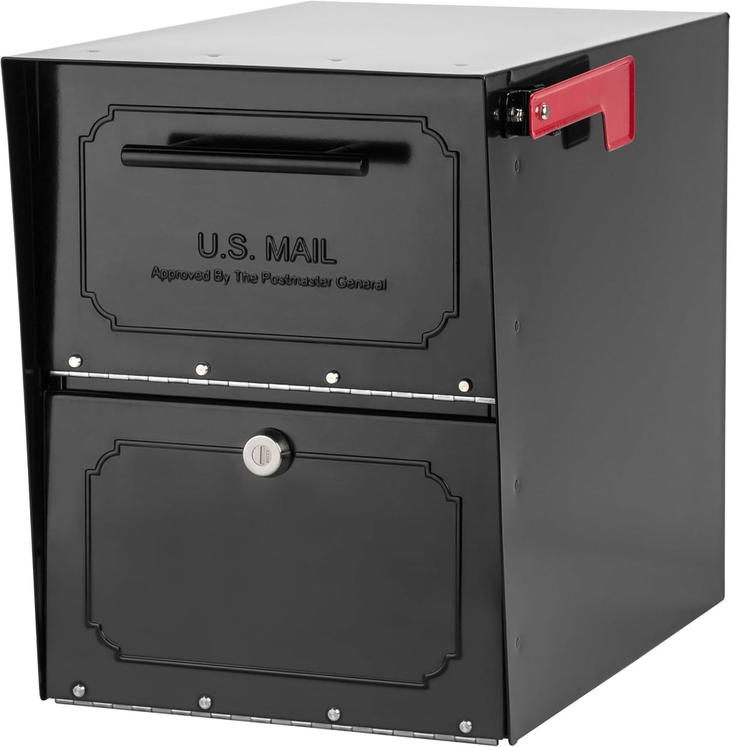 6200B-10 Oasis Classic Locking Post Mount Parcel Mailbox with High Security Reinforced Lock,Black,18.00 x 15.00 x