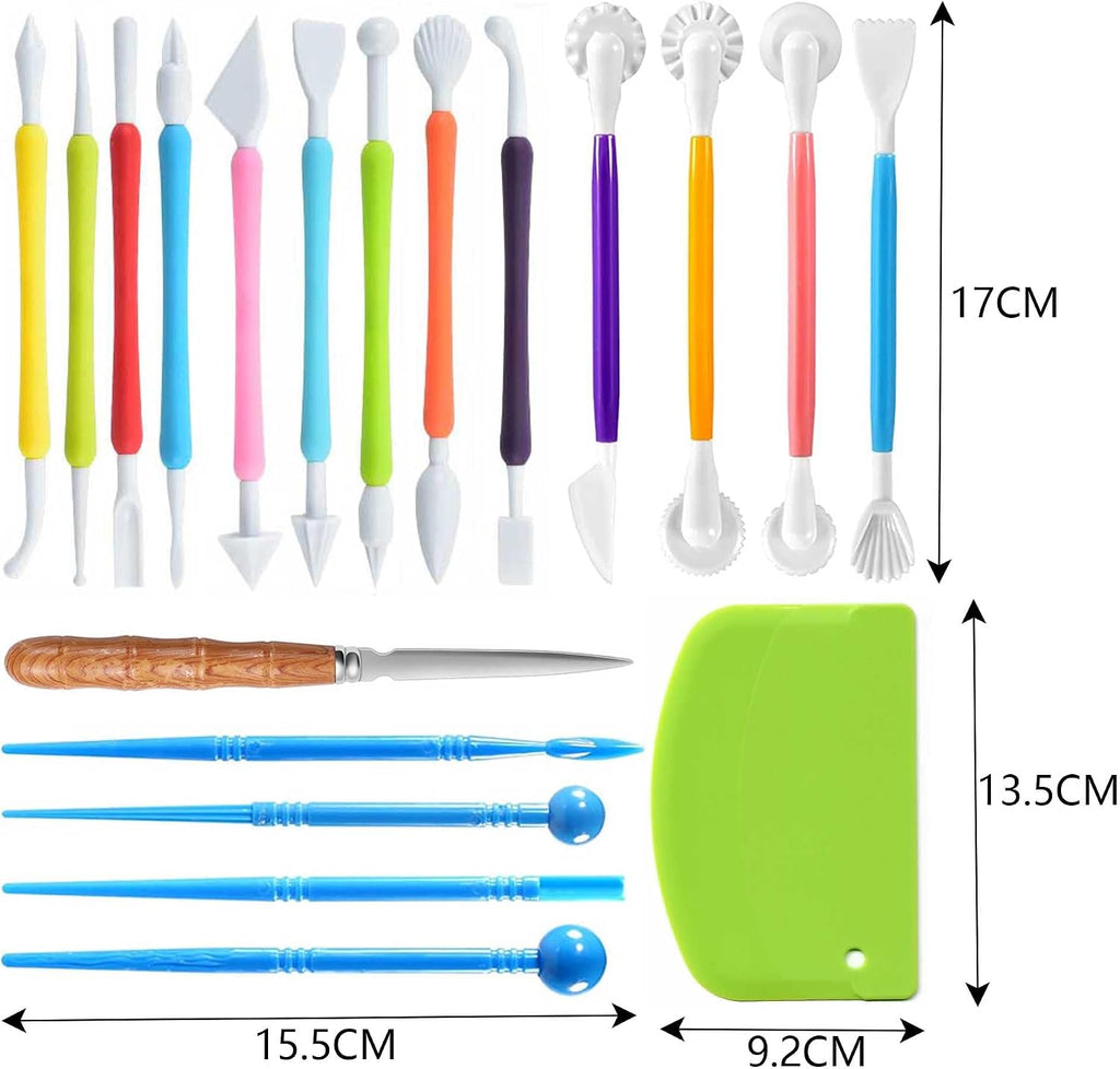 Air Dry Clay Sculpting Tools, Modeling Shaping Embossing for Kids and Adults,Polymer Clay Tools,Pottery Tools Kit 19Pcs