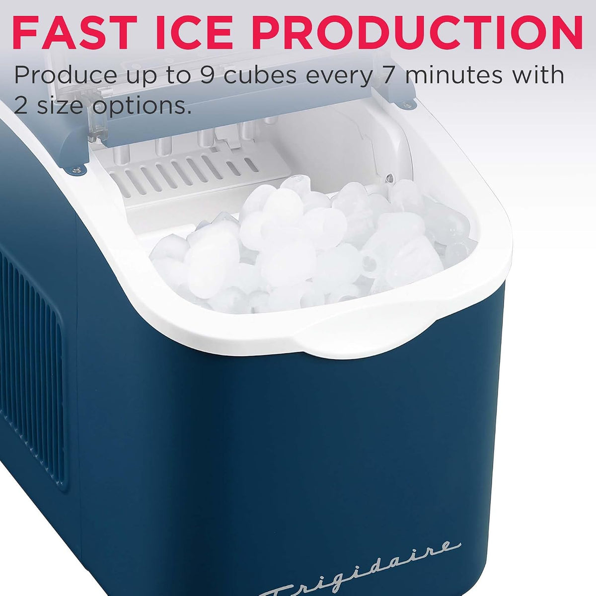 Retro Compact Ice Maker Machine, Bullet Ice, 26 lb per Day (Blue)
