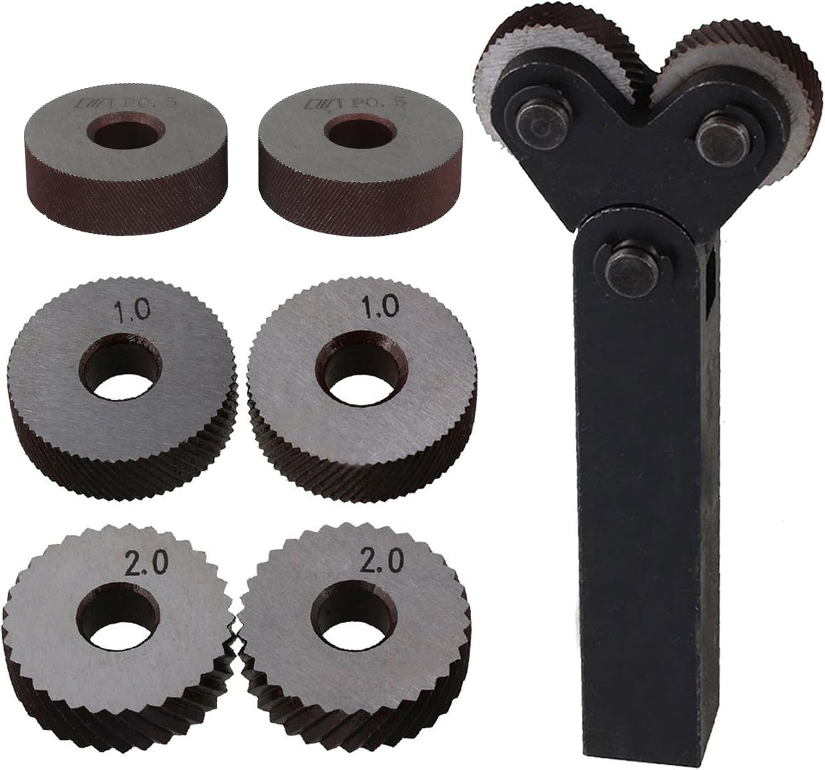 Rotating Head Knurling Tool Pitch Diagonal Coarse Linear Dual Wheels 0.5mm 1mm 2mm with 1.5mm Pitch Pack of 7