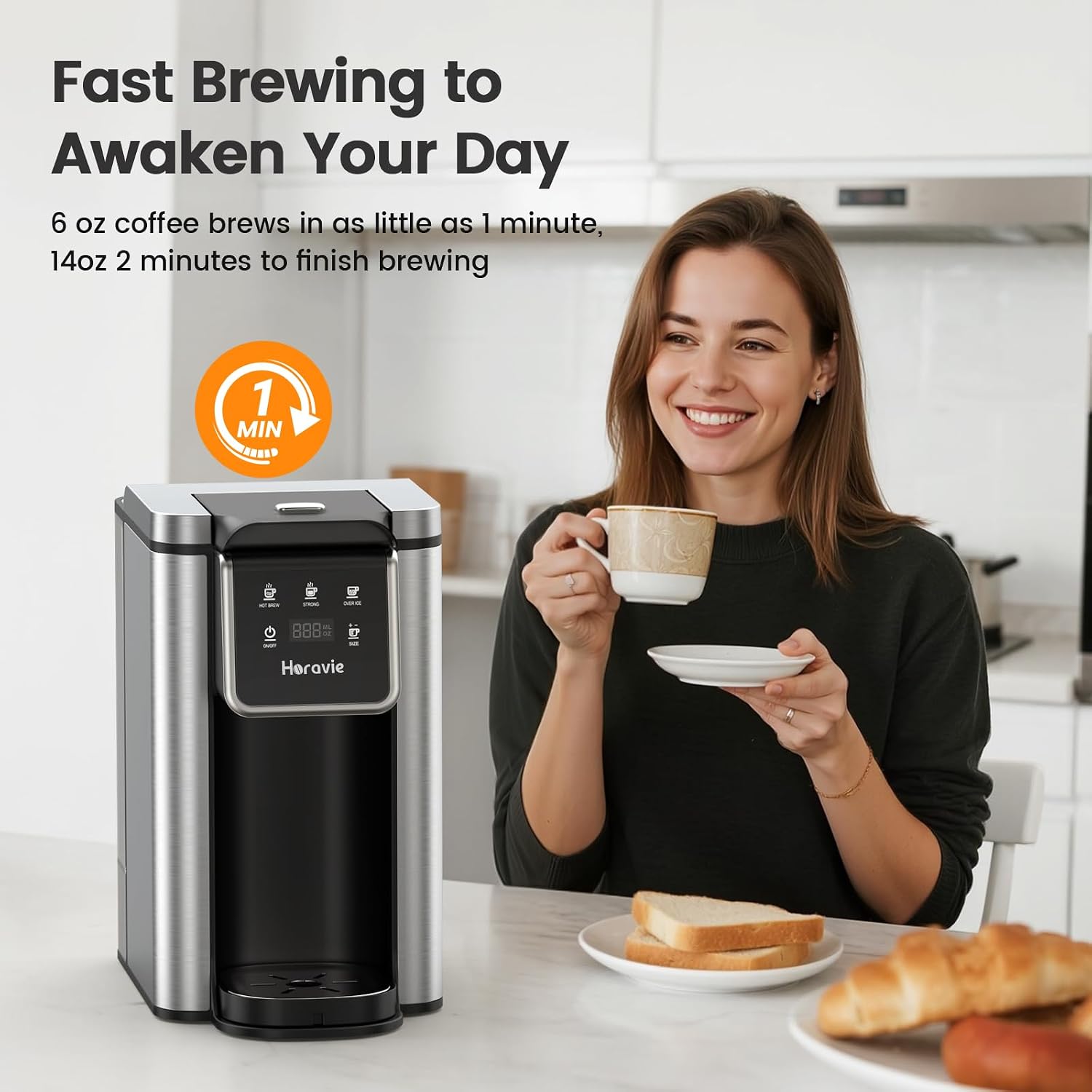 Single Serve Coffee Maker for K-Cup Pod & Grounds, Hot & Iced Coffee Maker, Strong Button Feature, 6 to 14oz Brew