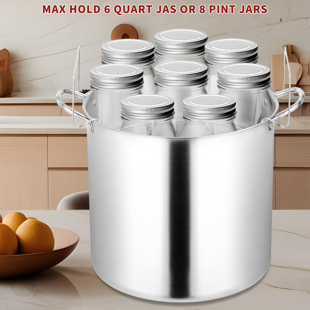 21.5 QT Stainless Steel Canning Pot with Lid and Rack, Stainless Steel Water Bath Canner,Canning Supplies Starter Kit