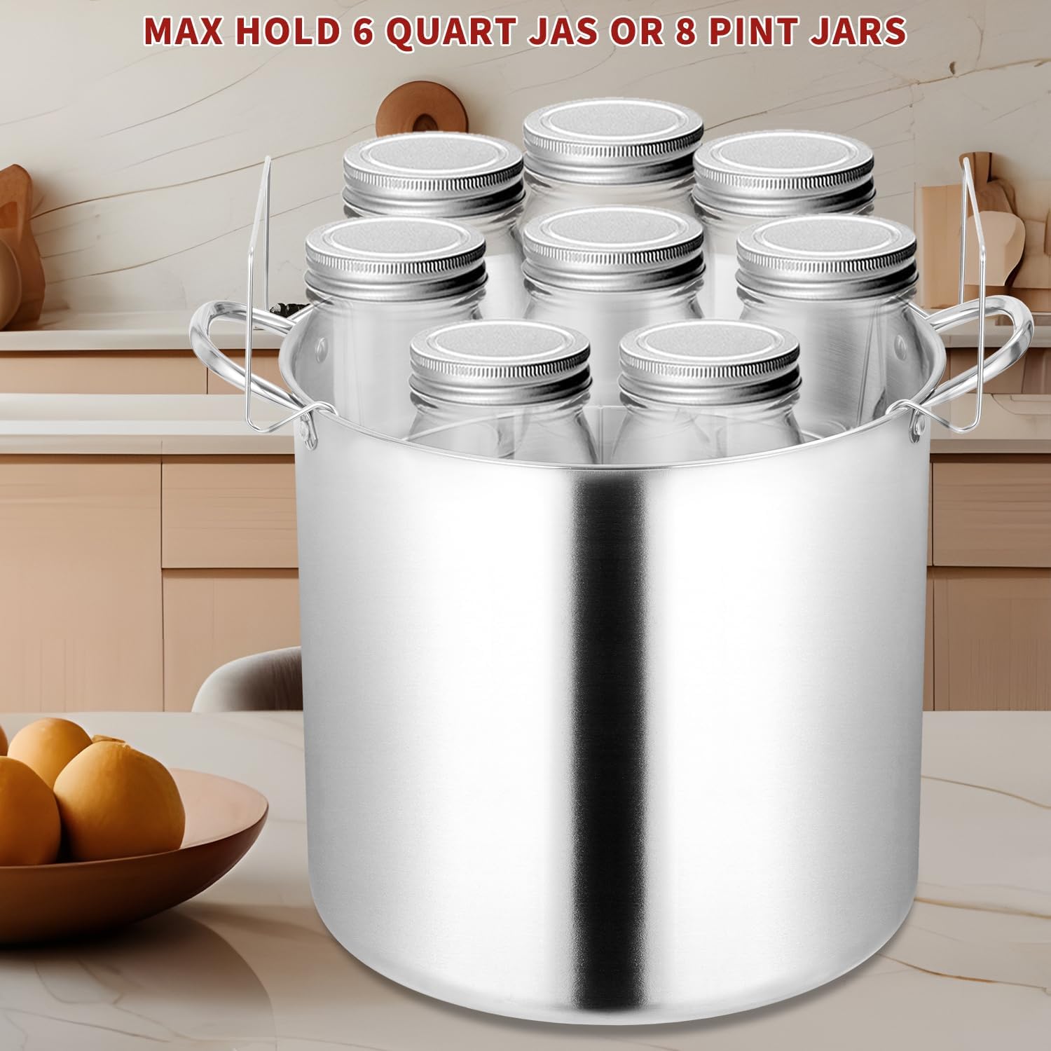 21.5 QT Stainless Steel Canning Pot with Lid and Rack, Stainless Steel Water Bath Canner,Canning Supplies Starter Kit