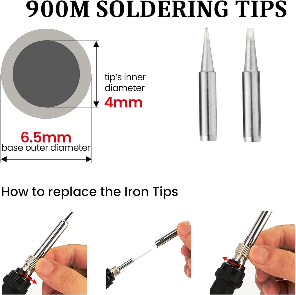 Soldering Iron Kit, 60W Adjustable Temperature 15-in-1, Solder Wire, 2 pcs Tips, Wire Cutter, Desoldering Pump
