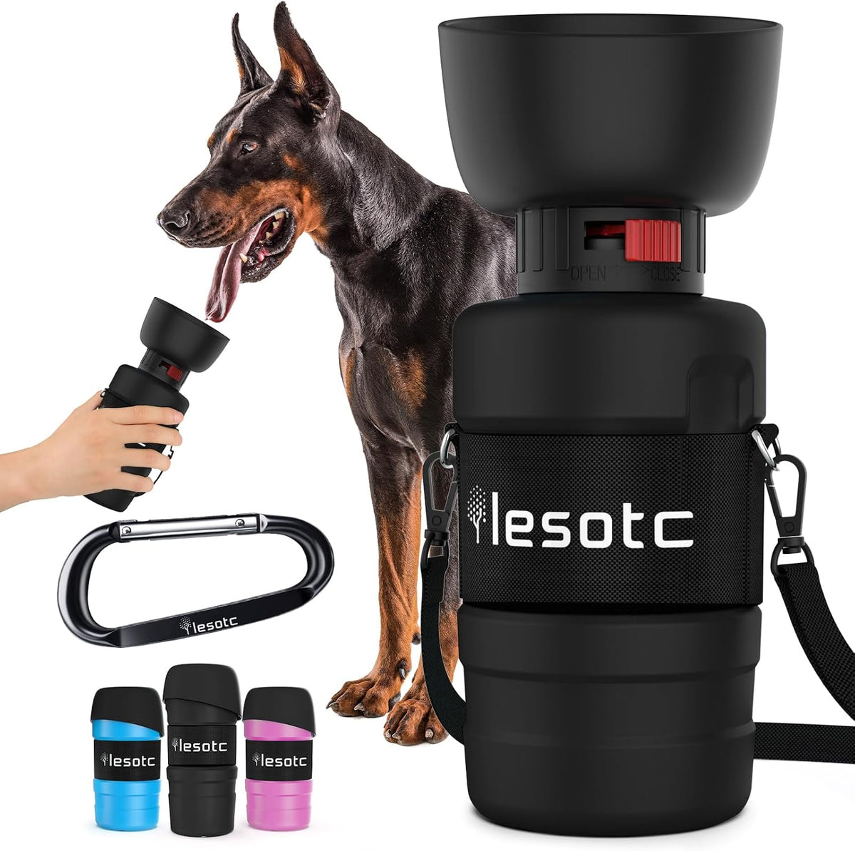 Dog Water Bottle, Portable Water Dispenser with Water Bowl, Leak Proof Pet Travel Squeeze Bottle, Puppy Essentials