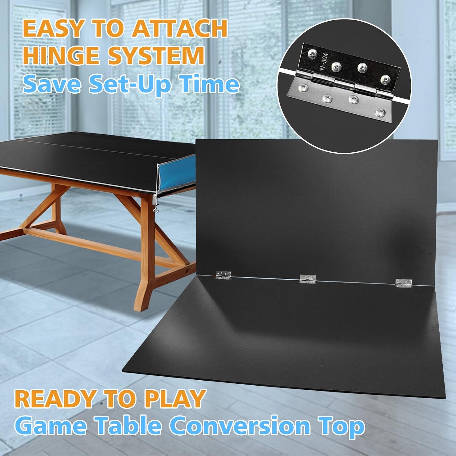 8.5ft Mid-Size Foldable Ping Pong Conversion Top, Portable Table Tennis Table Top with EVA Foam Pads & Net