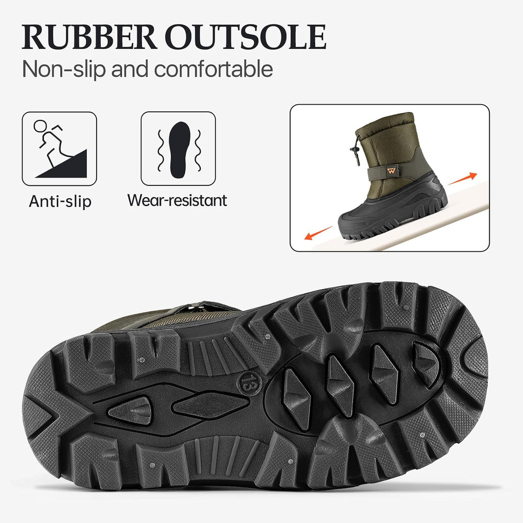 Boys Girls Snow Boots for Little/Big Kids | Waterproof,Lightweight,Outdoor Warm Cozy,Anti-Slip,Mid Calf,Lining