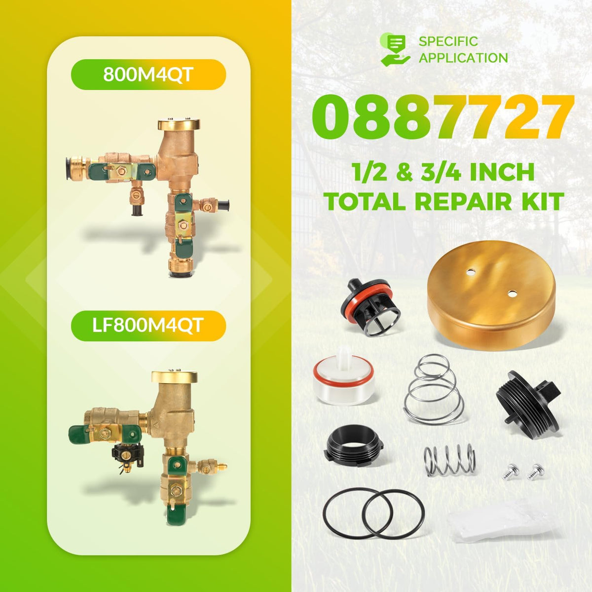 for Watts RK 800M4-T Total Repair Kit 0887727, fit for Watts 800M4 800M4QT LF800M4 LF800M4QT 1/2" - 3/4" Pressure Vacuum Breakers