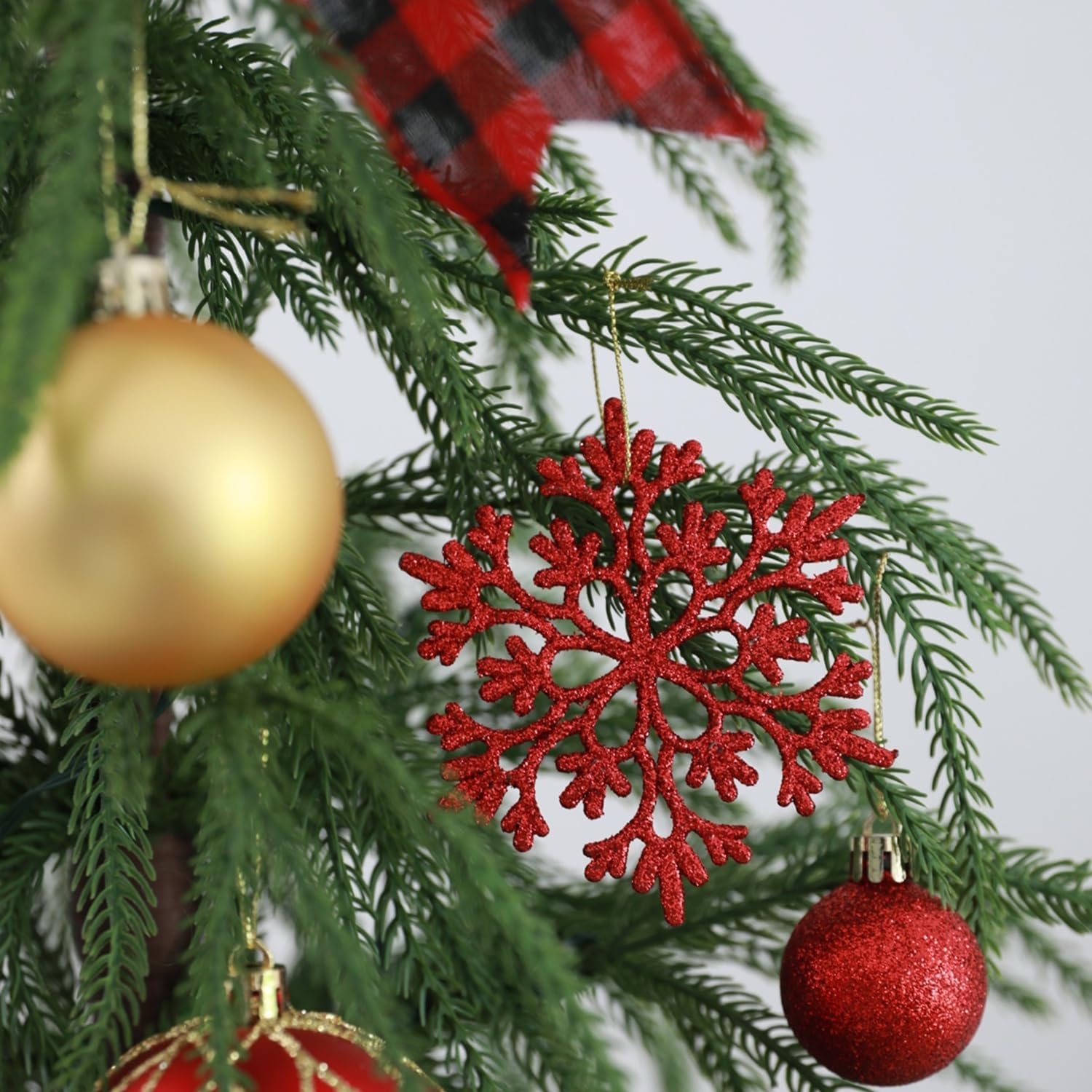 116ct 1.18-6.5" Red Gold Christmas Tree Ornaments Decorations Set | Shatterproof Luxury Assorted Hanging Baubles