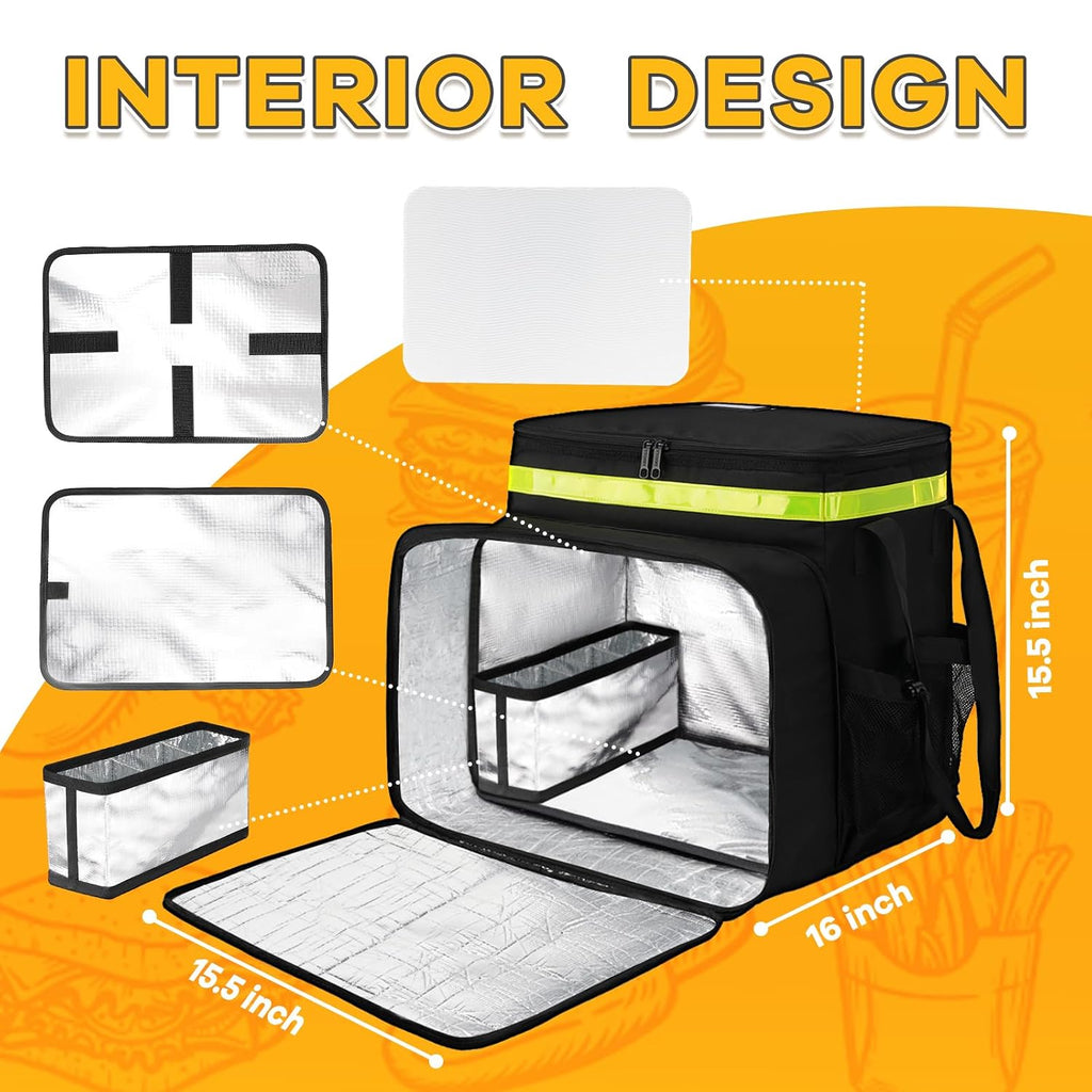 XX-Large Food Delivery Backpack, Delivery Bag with Reflective Strip