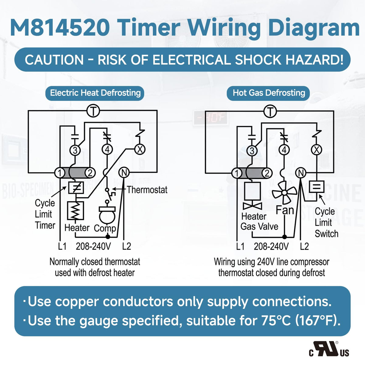 M814520 Commercial Refrigeration Defrost Timer, Without Metal Enclosure